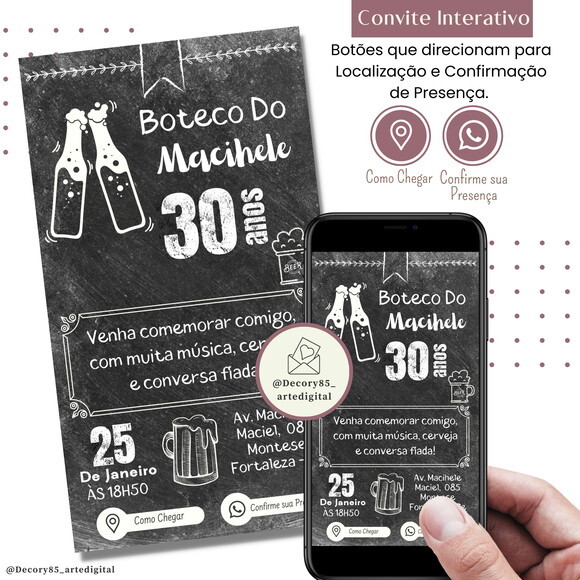 Convite Boteco Bar Tardezinha Churrasco Digital Interativo
