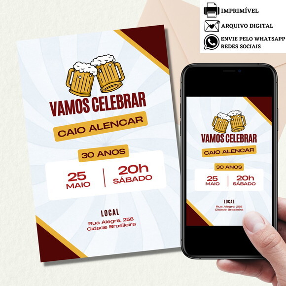 Convite Boteco Cerveja Bar Tardezinha Digital Virtual