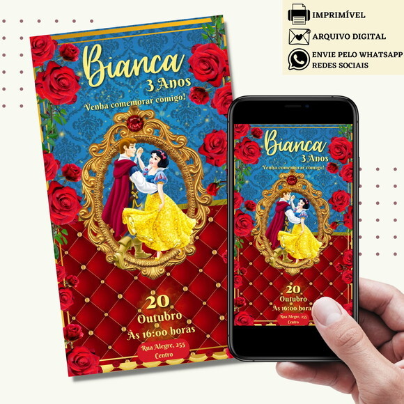 Convite Branca de Neve Digital Virtual
