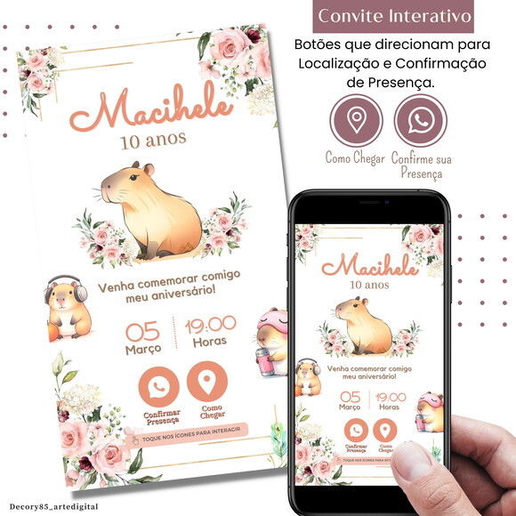 Convite Capivara Digital Interativo Virtual