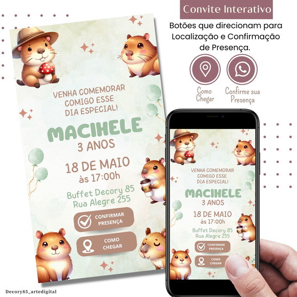 Convite Capivara Digital Interativo Virtual