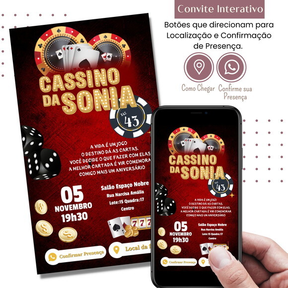 Convite Cassino Las Vegas Digital Virtual Interativo