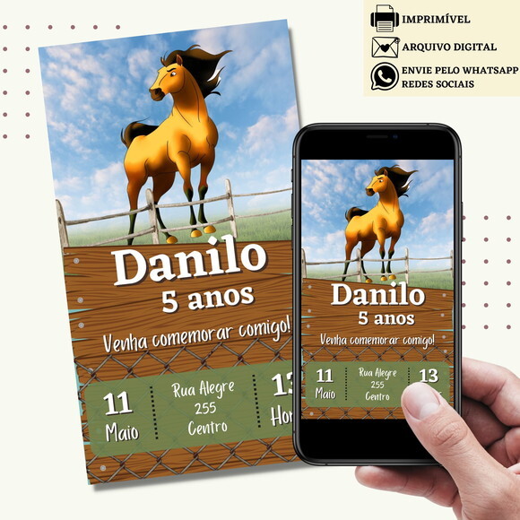 Convite Cavalo Spirit Riding Cavalgando Livre Digital
