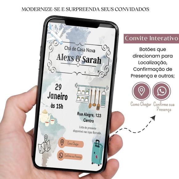 Convite Chá de Cozinha Panela Casa Nova Digital Interativo