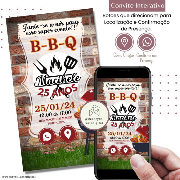 Convite Churrasco Boteco Digital Interativo Virtual