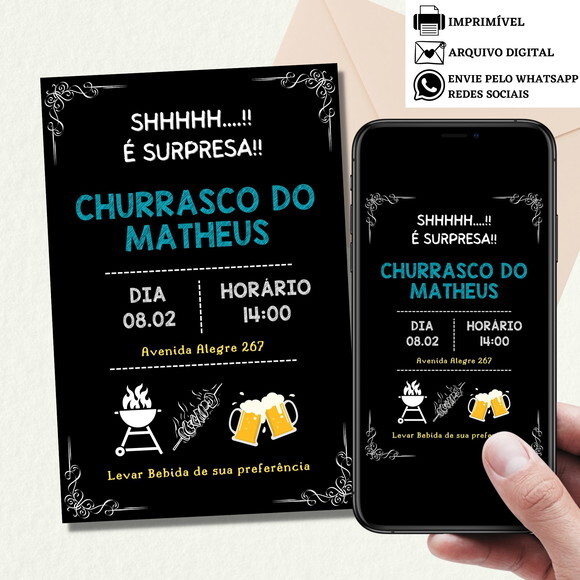 Convite Churrasco Feijoada Piscina Tardezinha Digital
