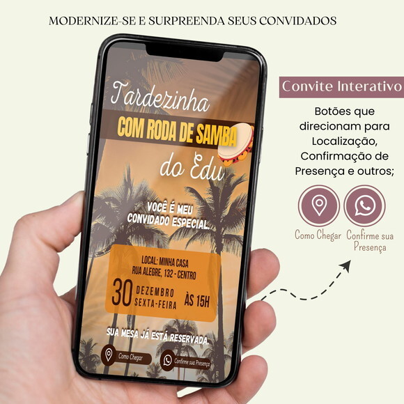 Convite Churrasco Tardezinha Pagode Digital Interativo