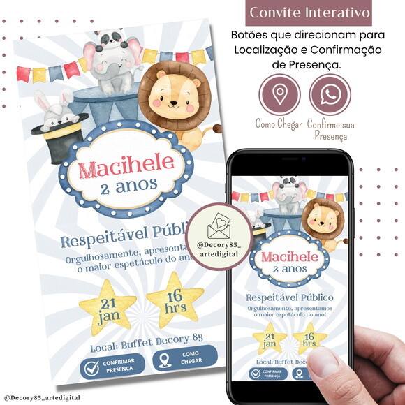 Convite Circo Digital Interativo Virtual