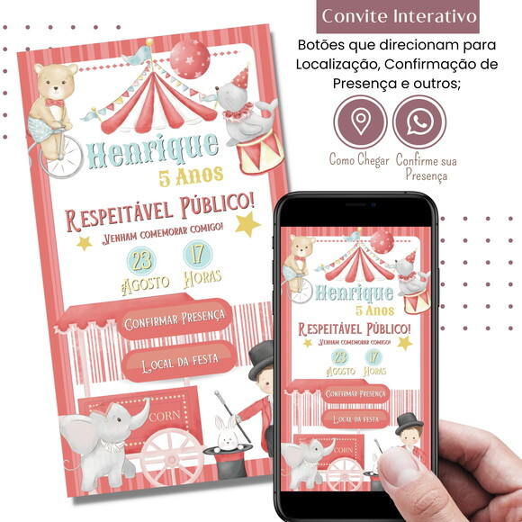 Convite Circo Digital Interativo Virtual