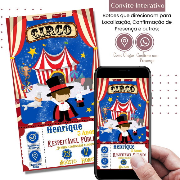 Convite Circo Digital Interativo Virtual