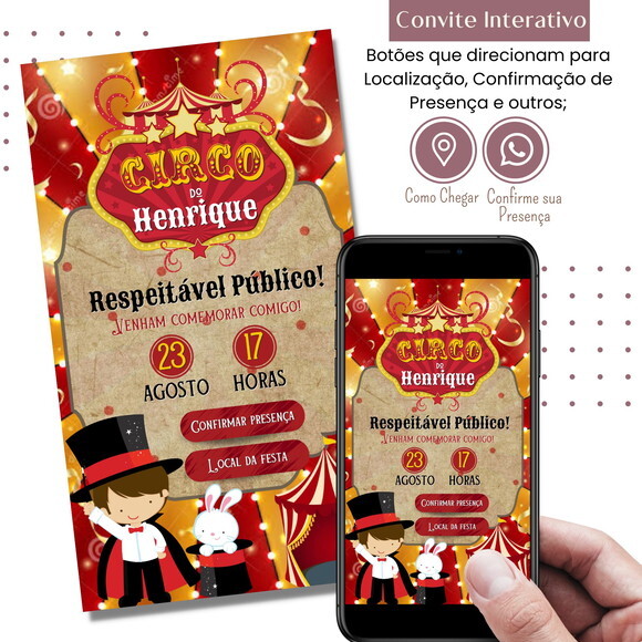 Convite Circo Digital Interativo Virtual