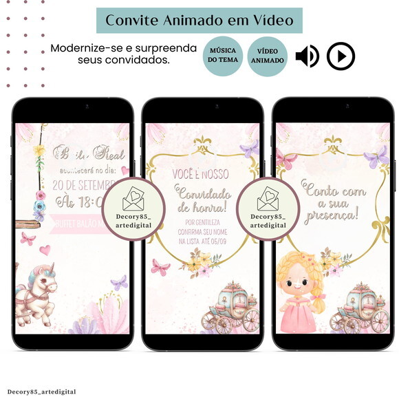 Convite Convocação Real em Vídeo Animado com Música Digital