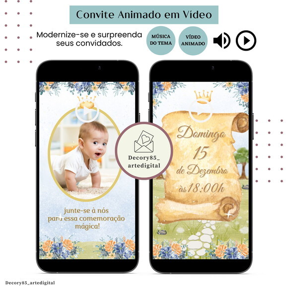 Convite Convocação Real em Vídeo Animado com Música Digital