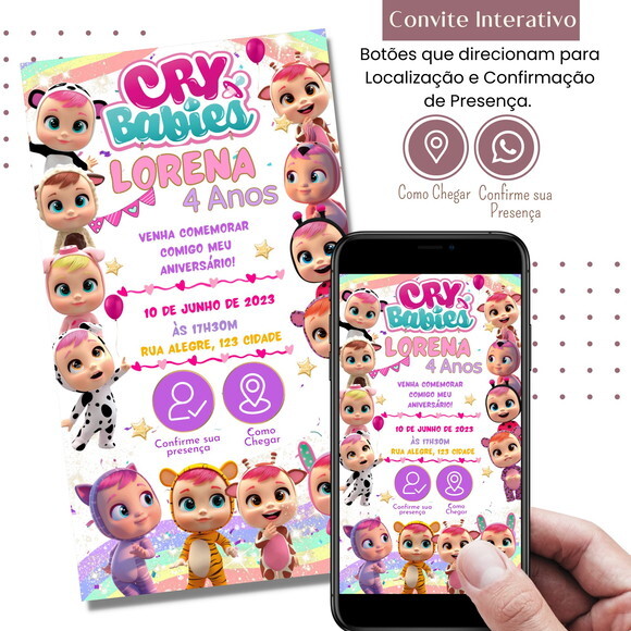 Convite Cry Babies Baby Digital Interativo Virtual