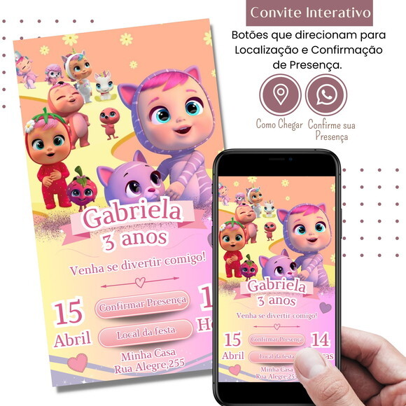 Convite Cry Babies Baby Digital Interativo Virtual