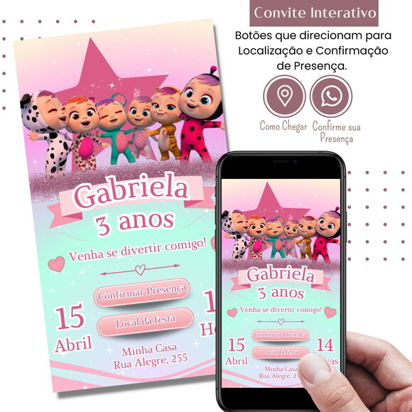 Convite Cry Babies Baby Digital Interativo Virtual