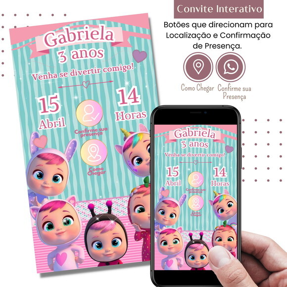 Convite Cry Babies Baby Digital Interativo Virtual