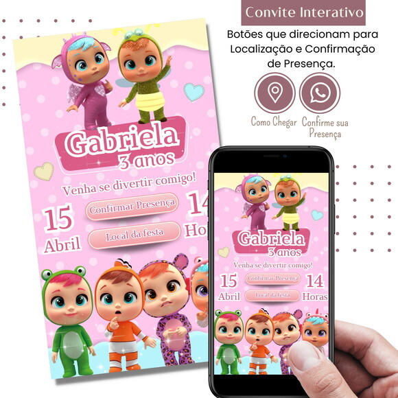 Convite Cry Babies Baby Digital Interativo Virtual