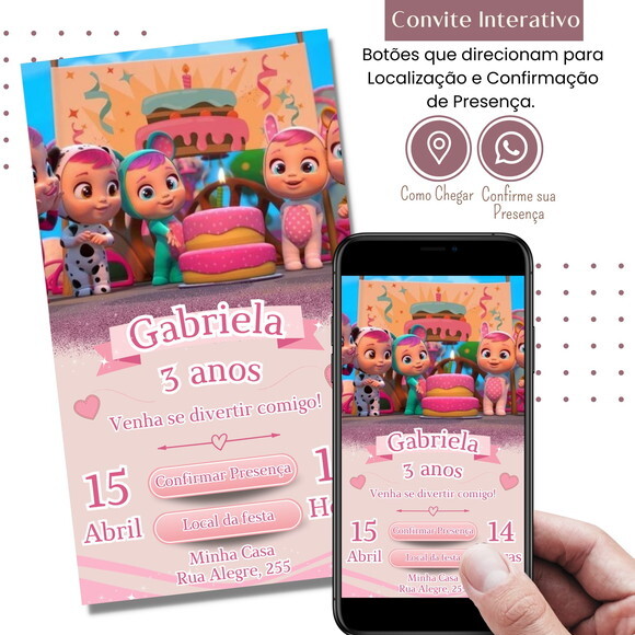 Convite Cry Babies Baby Digital Interativo Virtual