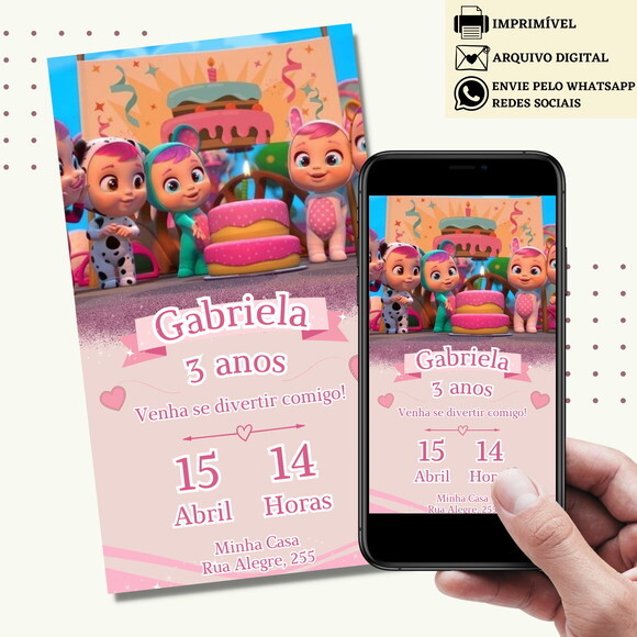 Convite Cry Babies Baby Digital Virtual