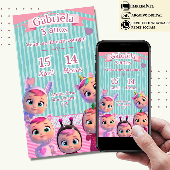 Convite Cry Babies Baby Digital Virtual