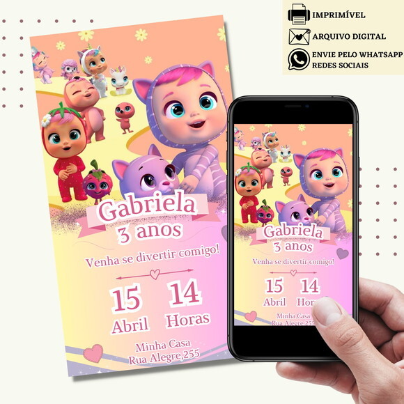 Convite Cry Babies Baby Digital Virtual