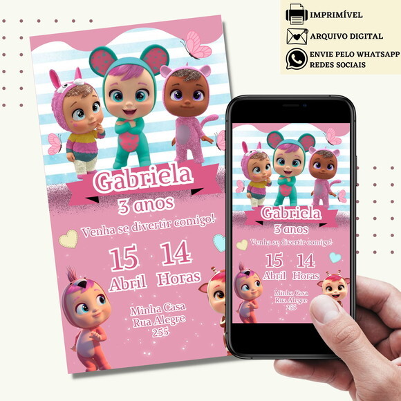 Convite Cry Babies Baby Digital Virtual