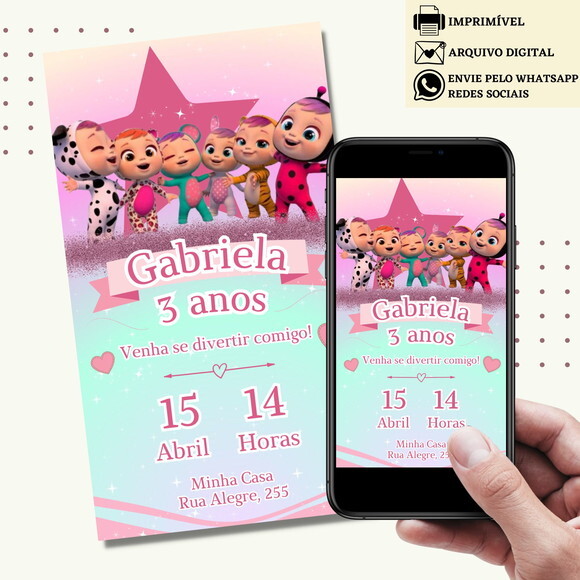 Convite Cry Babies Digital Virtual