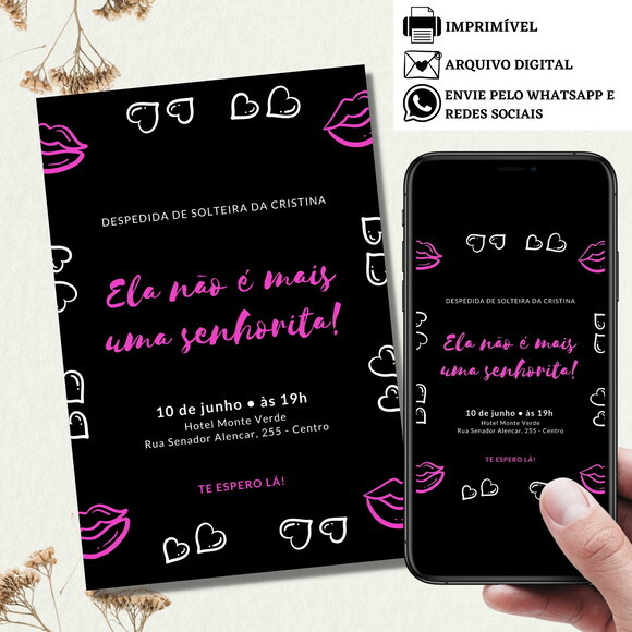 Convite Despedida de Solteira Chá Lingerie Digital Virtual