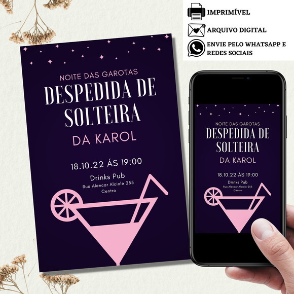 Convite Despedida de Solteira Chá Lingerie Digital Virtual