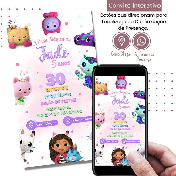 Convite Digital a Casa Magica da Gabby Gaby Interativo