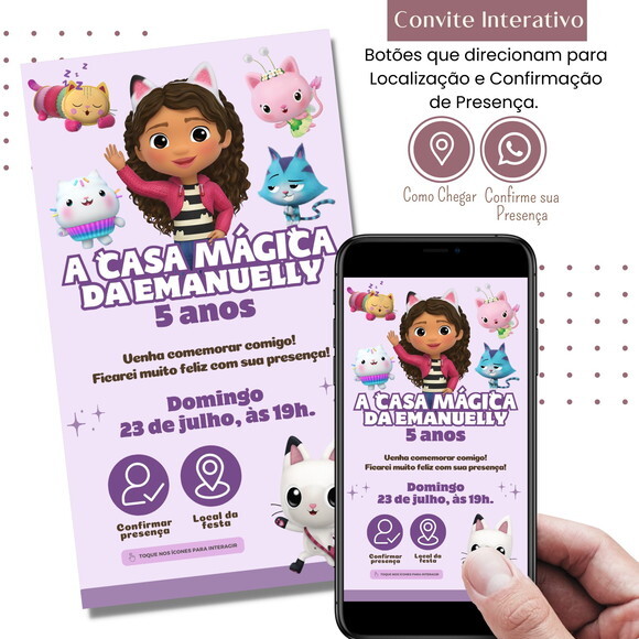 Convite Digital a Casa Magica da Gabby Gaby Interativo