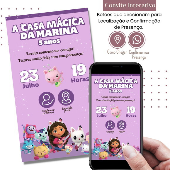 Convite Digital a Casa Magica da Gabby Gaby Interativo