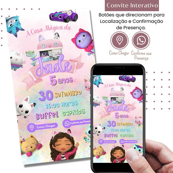 Convite Digital a Casa Magica da Gabby Gaby Interativo