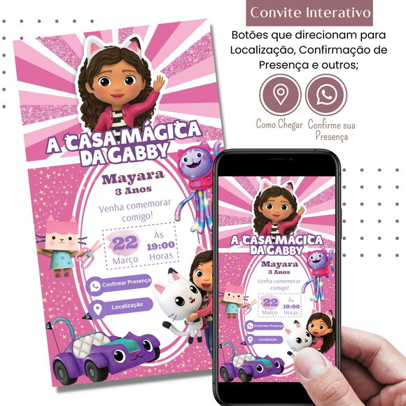 Convite Digital a Casa Magica da Gabby Gaby Interativo