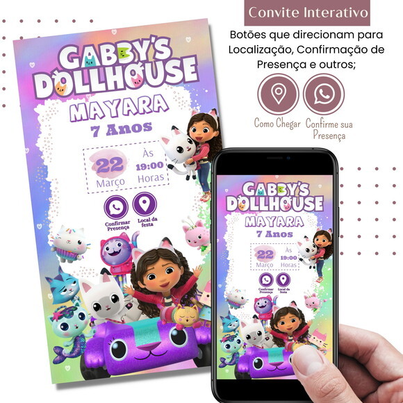 Convite Digital a Casa Magica da Gabby Gaby Interativo