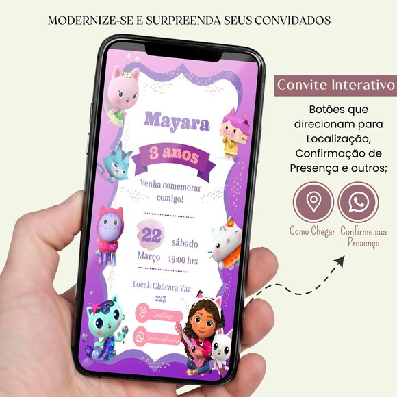 Convite Digital a Casa Magica da Gabby Gaby Interativo