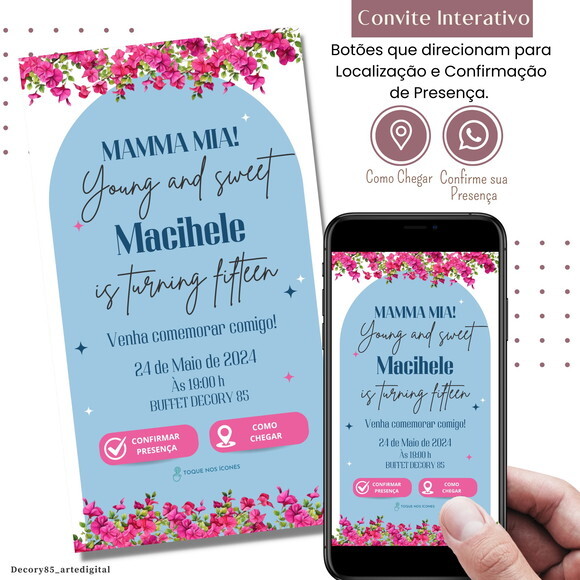 Convite Digital Dancing Queen Mamma Mia Interativo Virtual
