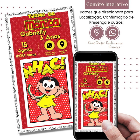 Convite Digital Magali Mônica Digital Interativo Virtual