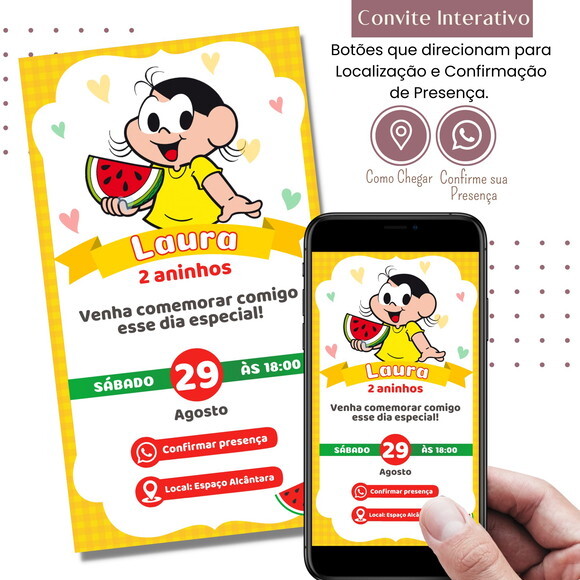 Convite Digital Magali Mônica Digital Interativo Virtual