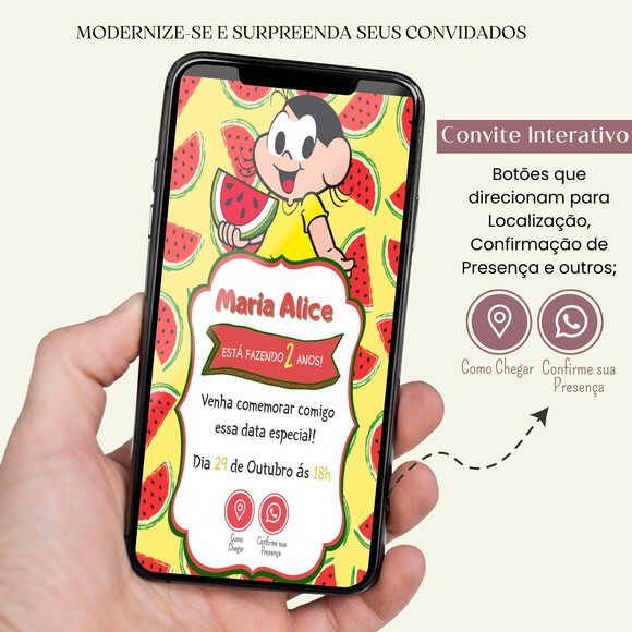 Convite Digital Magali Mônica Interativo Virtual Aniversário