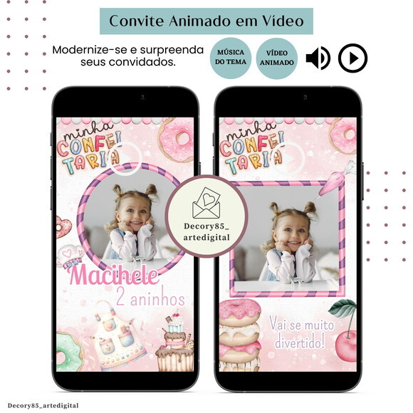 Convite Doce Confeitaria Doceria Vídeo Animado Música