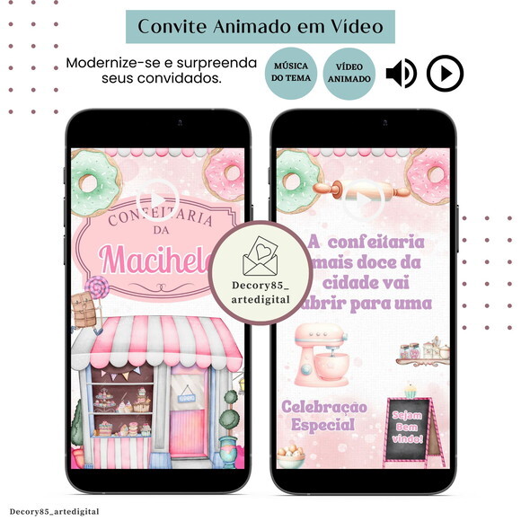 Convite Doce Confeitaria Doceria Vídeo Animado Música