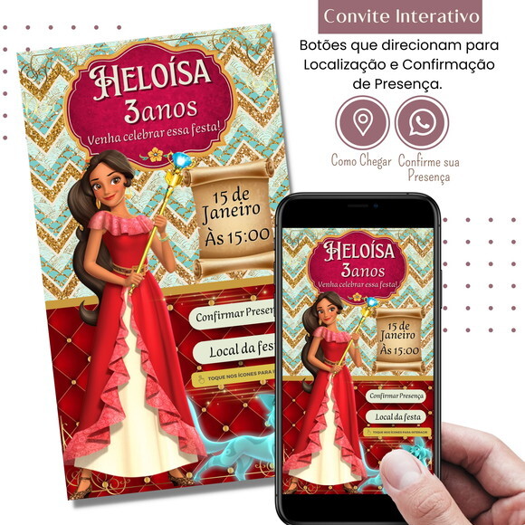 Convite Elena de Avalor Digital Interativo Virtual