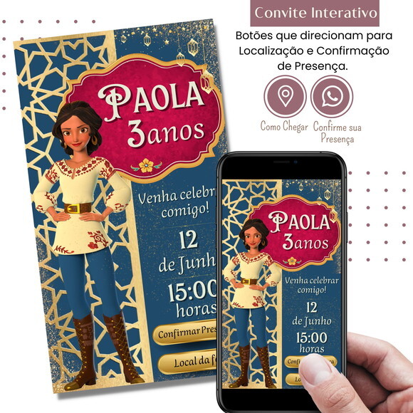 Convite Elena de Avalor Digital Interativo Virtual