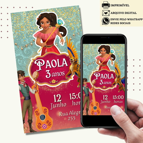 Convite Elena de Avalor Digital Virtual