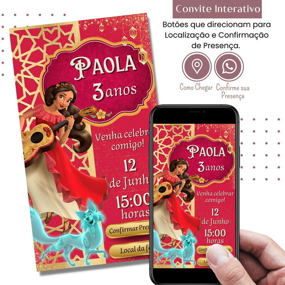 Convite Elena de Avalor Digital Interativo Virtual
