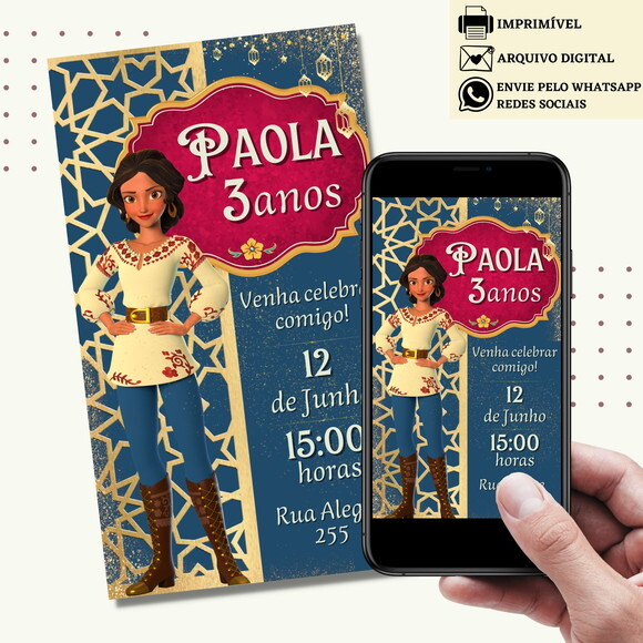 Convite Elena de Avalor Digital Virtual
