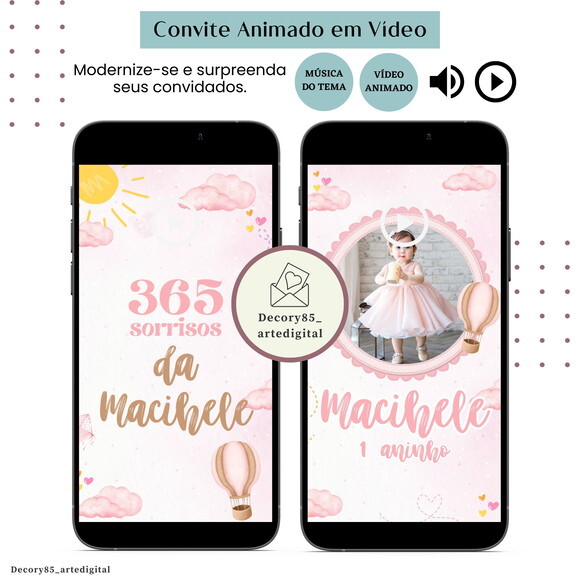 Convite em Vídeo 365 Sorrisos Animado com Música Digital