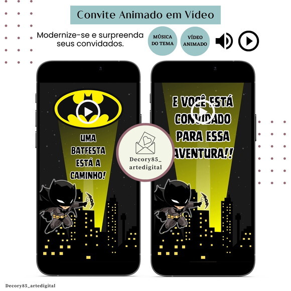 Convite em Vídeo Batman Animado com Música Digital